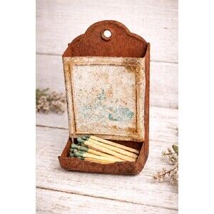 Vintage Metal Match Holder | Rustic Farmhouse Match Primitive Kitchen